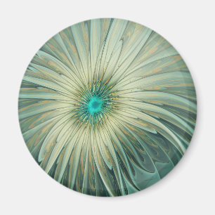 Abstrakt Sagegrön Fantasy Blomma Fraktal Konst Magnet