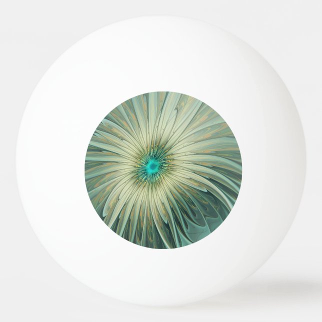 Abstrakt Sagegrön Fantasyblomma Fraktal Konst Pingisboll (Framsidan)