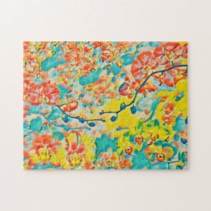 Abstrakt Sakura Vår Blommigt Blommar Cherry Pussel
