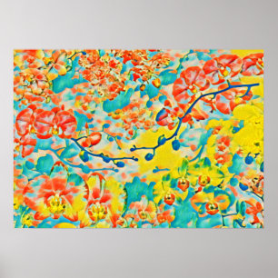 Abstrakt Sakura Vår Cherry Blommar Blommigt Poster