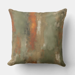 Abstrakt Salvia och Orange Distressed Stripe Kudde