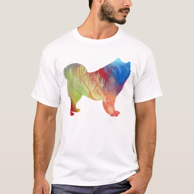 Abstrakt Samoyedsilhouette Tee Shirt (Framsida)