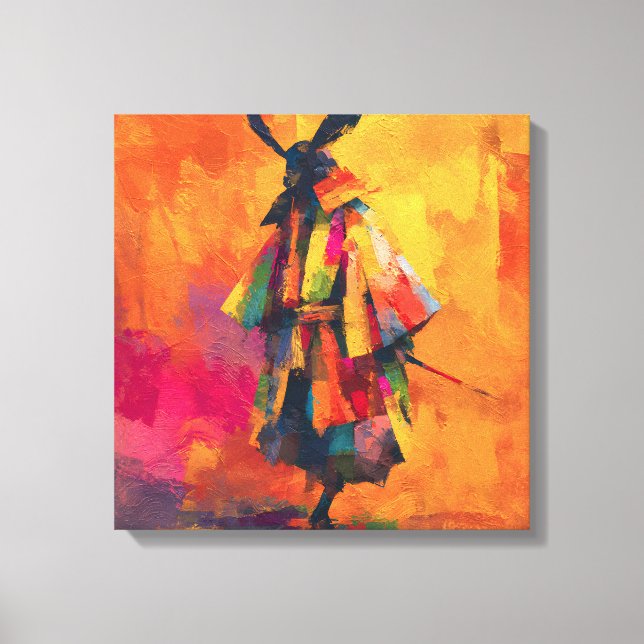 Abstrakt Samurai Warrior Silhouette Canvastryck (Framsida)