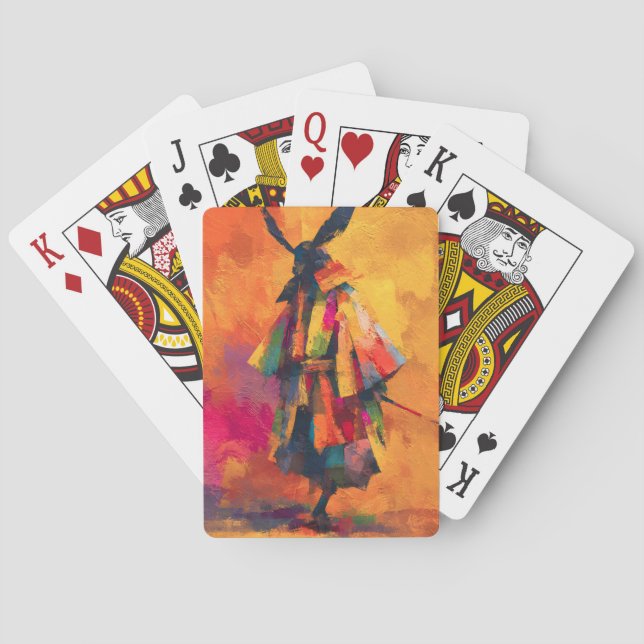 Abstrakt Samurai Warrior Silhouette Casinokort (Baksidan)