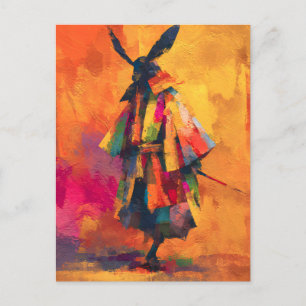 Abstrakt Samurai Warrior Silhouette Helg Vykort