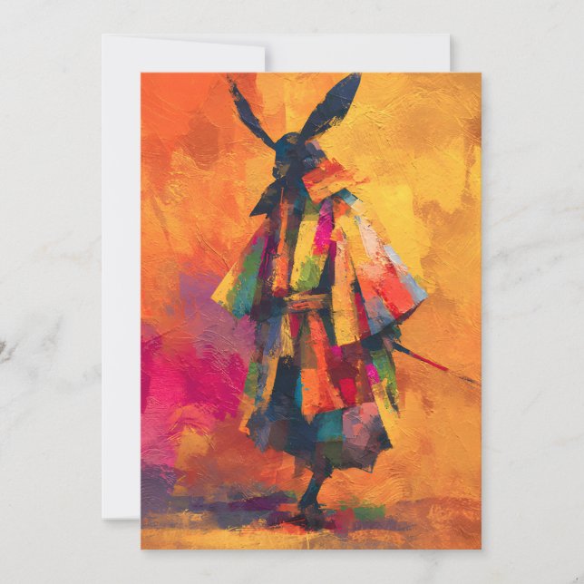Abstrakt Samurai Warrior Silhouette Julkort (Framsida)