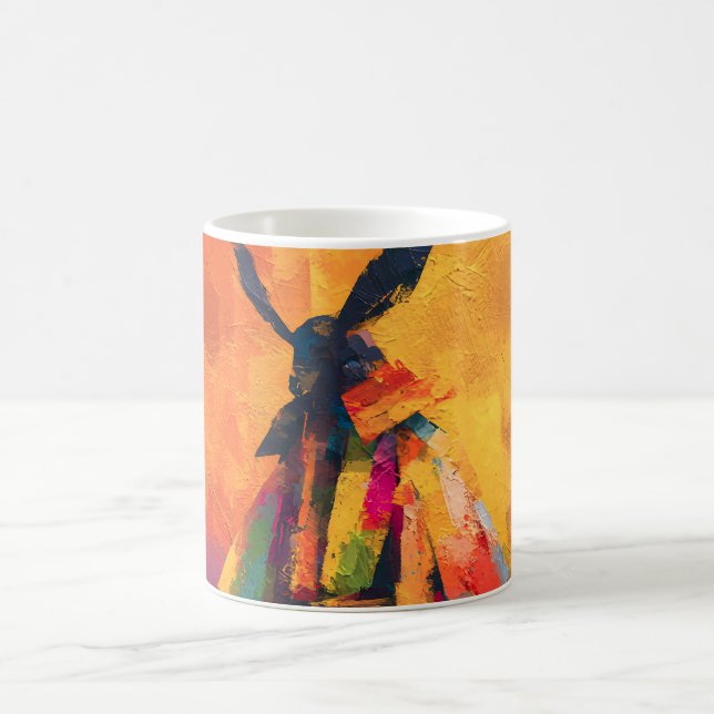 Abstrakt Samurai Warrior Silhouette Kaffemugg (Center)