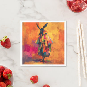 Abstrakt Samurai Warrior Silhouette Pappersservett
