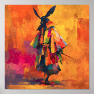 Abstrakt Samurai Warrior Silhouette Poster