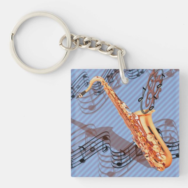 Abstrakt saxofon Keychain (Framsidan)