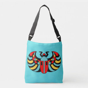 Abstrakt Scarab Beetle om Blue Färgad  Axelväska