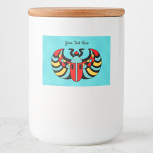 Abstrakt Scarab Beetle Vibrant Färg på Aqua Mat Etiketter