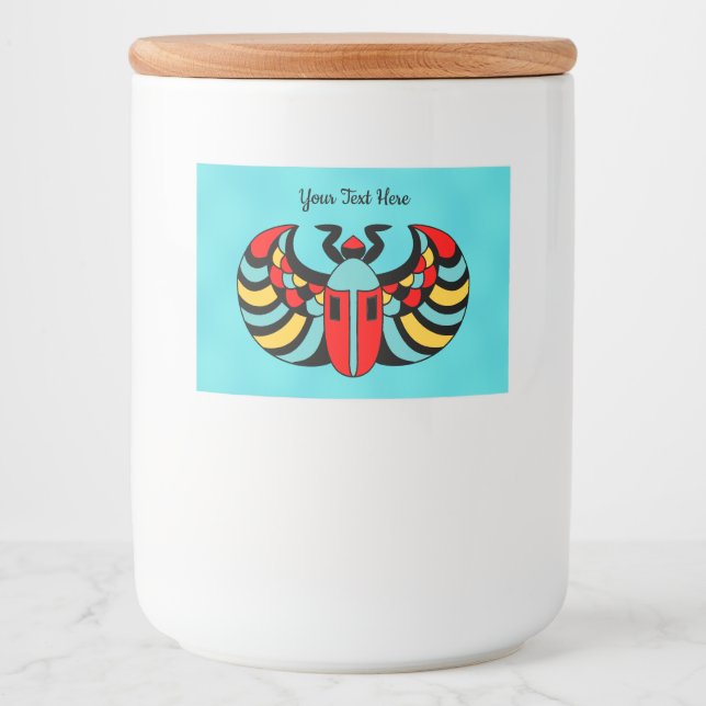 Abstrakt Scarab Beetle Vibrant Färg på Aqua Mat Etiketter (Framsida)