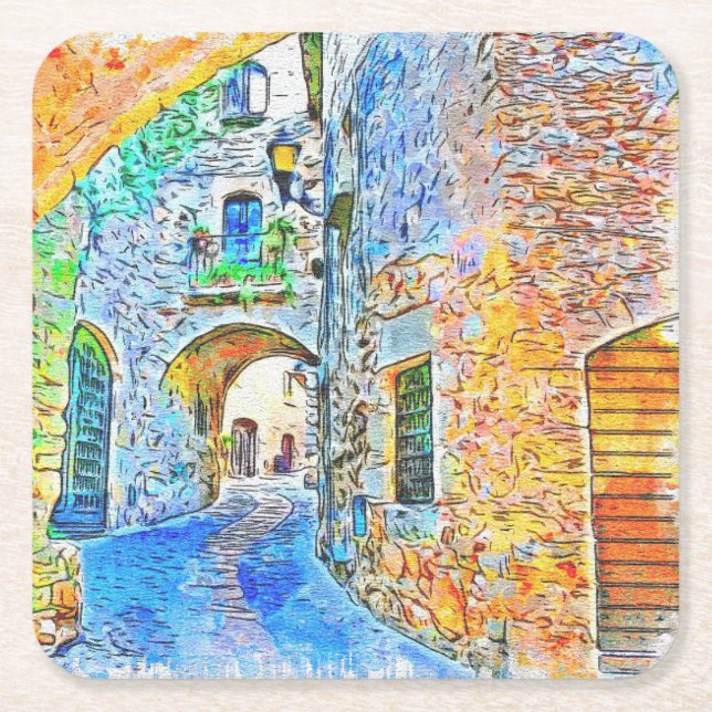 Abstrakt Scenia Medieval Underlägg Papper Kvadrat (Framsidan)