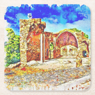 Abstrakt Scenia Medieval Underlägg Papper Kvadrat