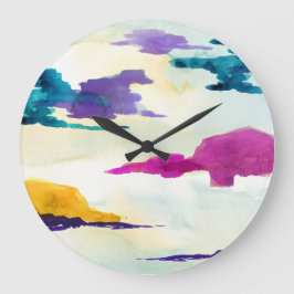 Abstrakt Scottish Loch Watercolor Painting Clock Stor Klocka