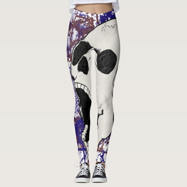 Abstrakt Screaming Skull Crazy Leggings (Framsida)