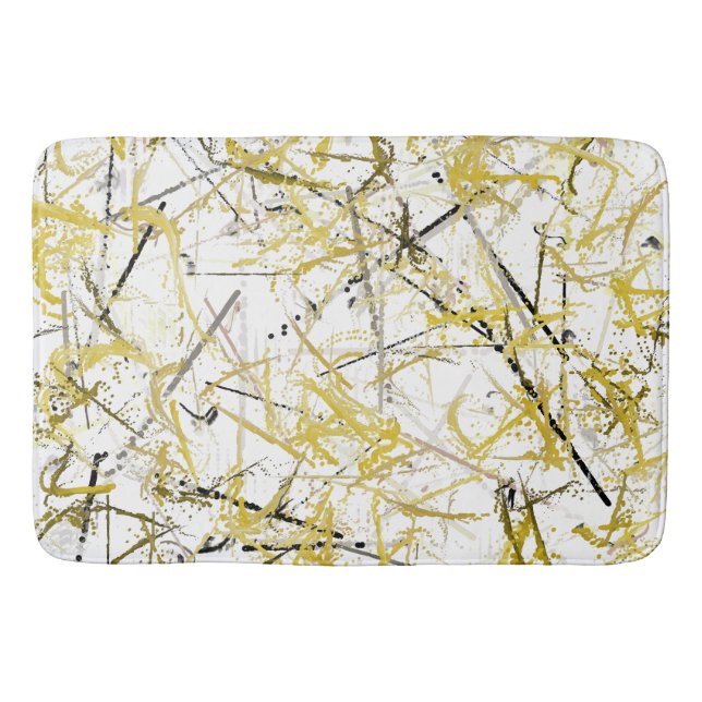 Abstrakt Scribbles - Mustard and Brown Badrumsmatta (Framsidan)