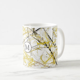 Abstrakt Scribbles - Mustard and Brown Kaffemugg