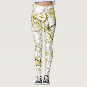 Abstrakt Scribbles - Mustard and Brown Leggings