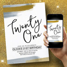 Abstrakt Script Elegant Guld 21:a födelsedag