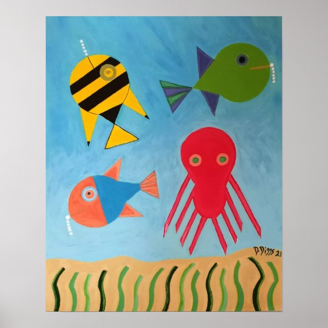 Abstrakt Sea Creates Poster (Framsidan)