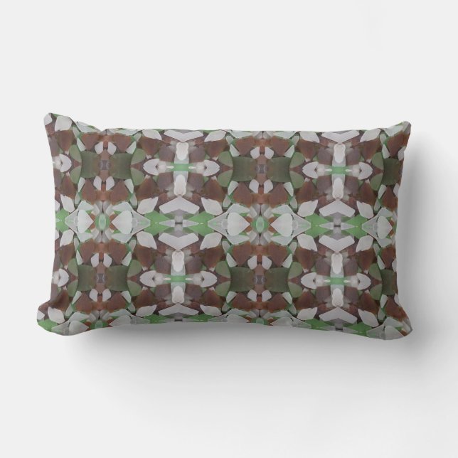 Abstrakt Sea Glass Kaleidoscope Mönster Modern Lumbarkudde (Framsida)