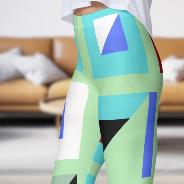 Abstrakt Sea Grönt Mosaic Mönster Leggings (Signs on Sea Green Leggings)