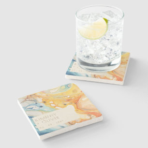 Abstrakt Sea Vågar och Sand Stones Beach Wedding Stenunderlägg