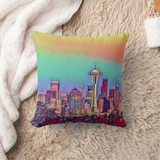 Abstrakt Seattle Skyline Kudde (Filt)
