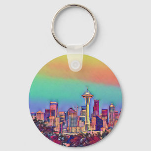 Abstrakt Seattle Skyline Nyckelring