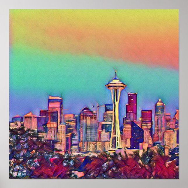 Abstrakt Seattle Skyline Poster (Framsidan)