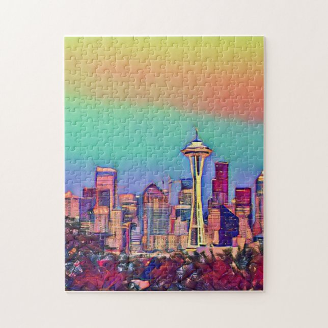 Abstrakt Seattle Skyline Pussel (Vertikal)