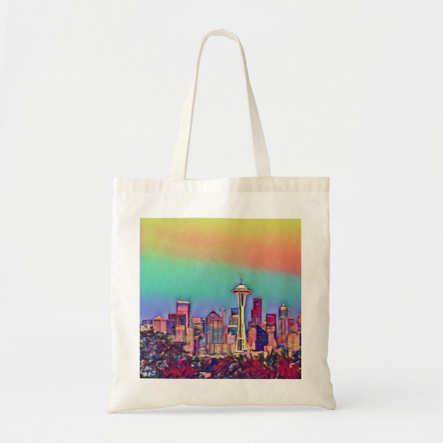Abstrakt Seattle Skyline Tygkasse (Framsidan)