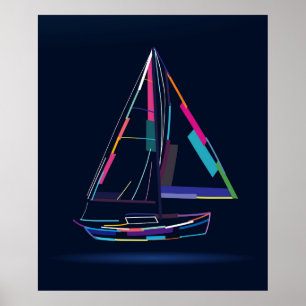 Abstrakt segeljakt poster