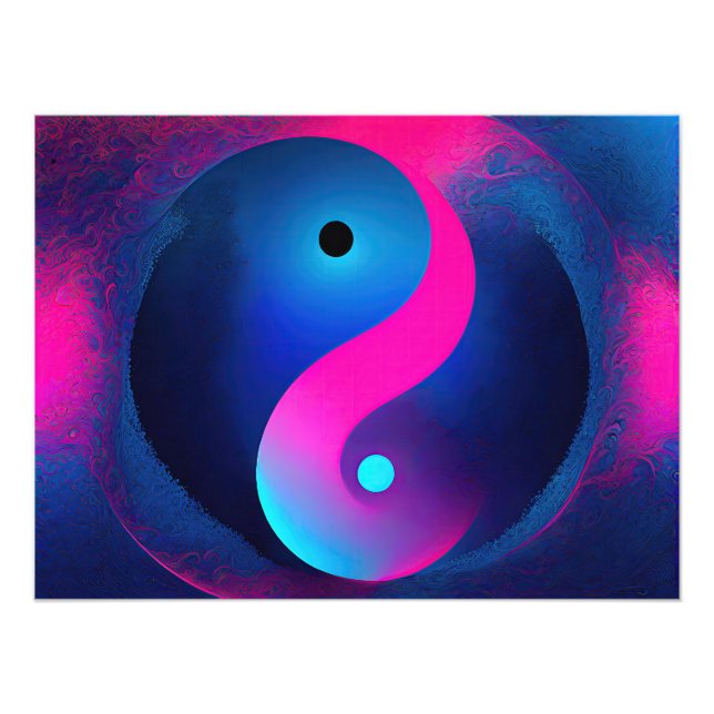 Abstrakt Serenity: Yin Yang in Rosa & Blues Fototryck (Framsidan)