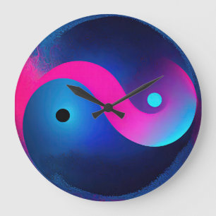 Abstrakt Serenity: Yin Yang in Rosa & Blues Stor Klocka
