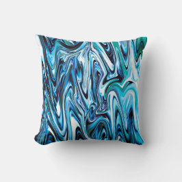 Abstrakt Shades of Blue Swirl Kudde