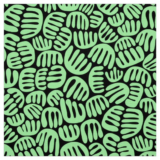 Abstrakt Shapes 301122 - Mint-Grönt på svart Tyg (Provkarta)