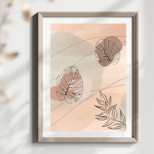 Abstrakt Shapes Boho Stil Foliage Löv Design Poster