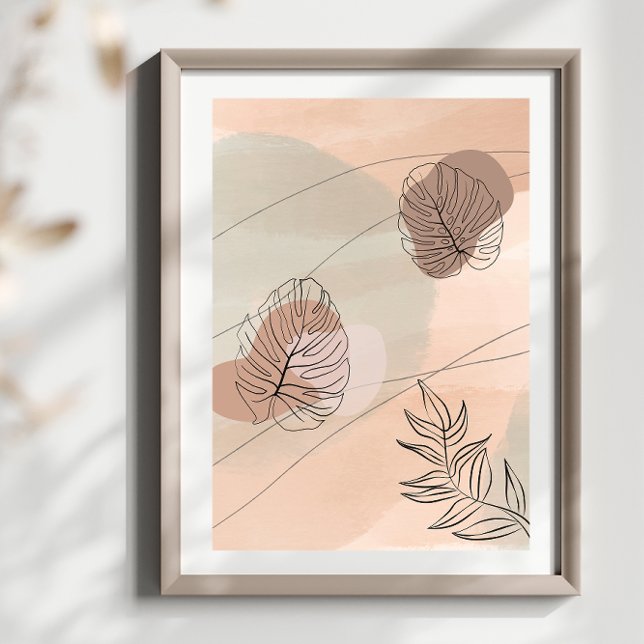 Abstrakt Shapes Boho Stil Foliage Löv Design Poster (Skapare uppladdad)