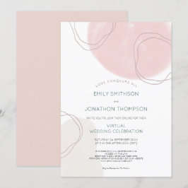 Abstrakt Shapes Linjer Rosa Cream Virtuellare Bröl Inbjudningar