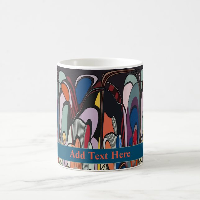 Abstrakt Shapes, Matisse Stil, add text, kaffe M Kaffemugg (Center)