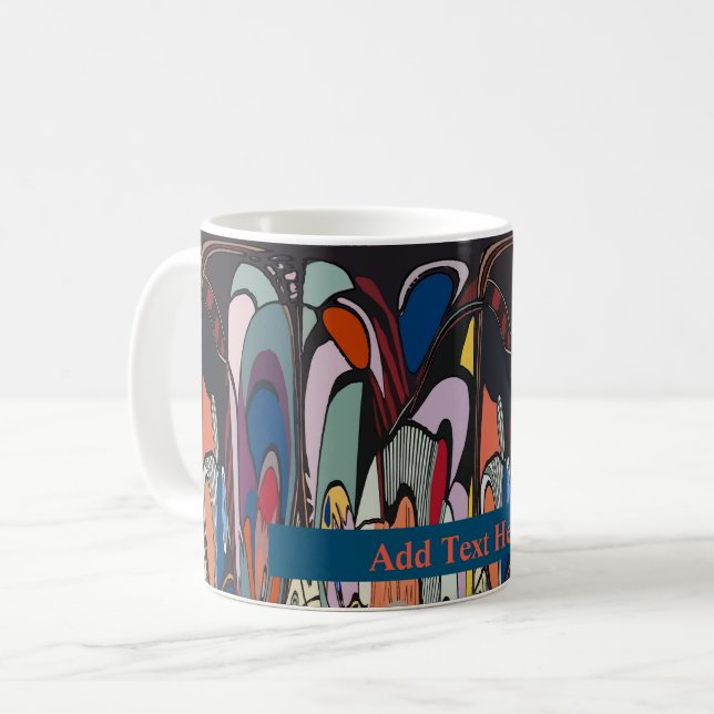Abstrakt Shapes, Matisse Stil, add text, kaffe M Kaffemugg (Framsida vänster)