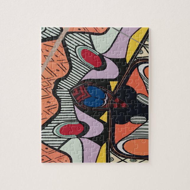 Abstrakt Shapes, Matisse Stil, lägg till text. Pussel (Vertikal)