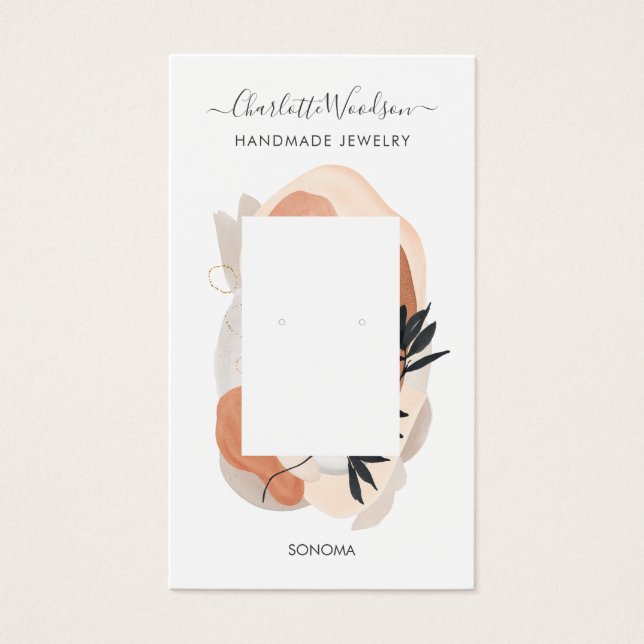 Abstrakt Shapes Terracotta Cream Ram Earring Visitkort (Framsidan)