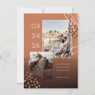 Abstrakt Shapes Terracotta Marble Back & 2 Foton Spara Datumet