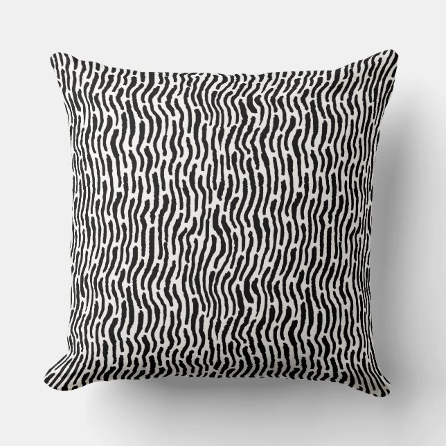 Abstrakt Shibori Stil Rand - Svartvit Kudde (Framsida)