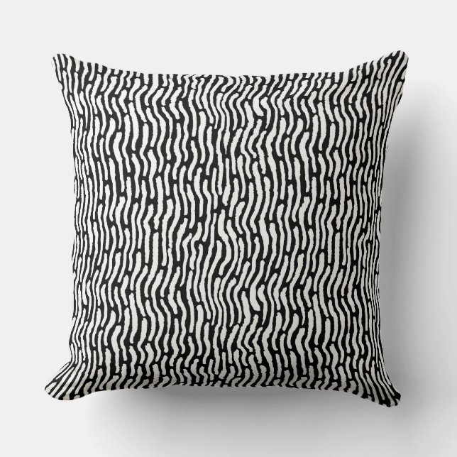 Abstrakt Shibori Stil Rand - Svartvit på Kudde (Framsida)