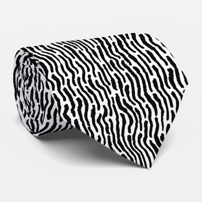 Abstrakt Shibori Stil Rand - Svartvit Slips (Rullad)